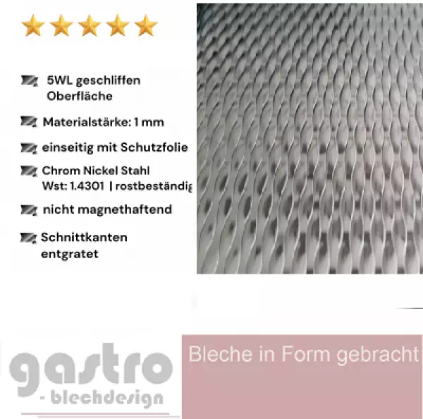 Edelstahl Strukturblech 5WL gewalzt 1,0mm